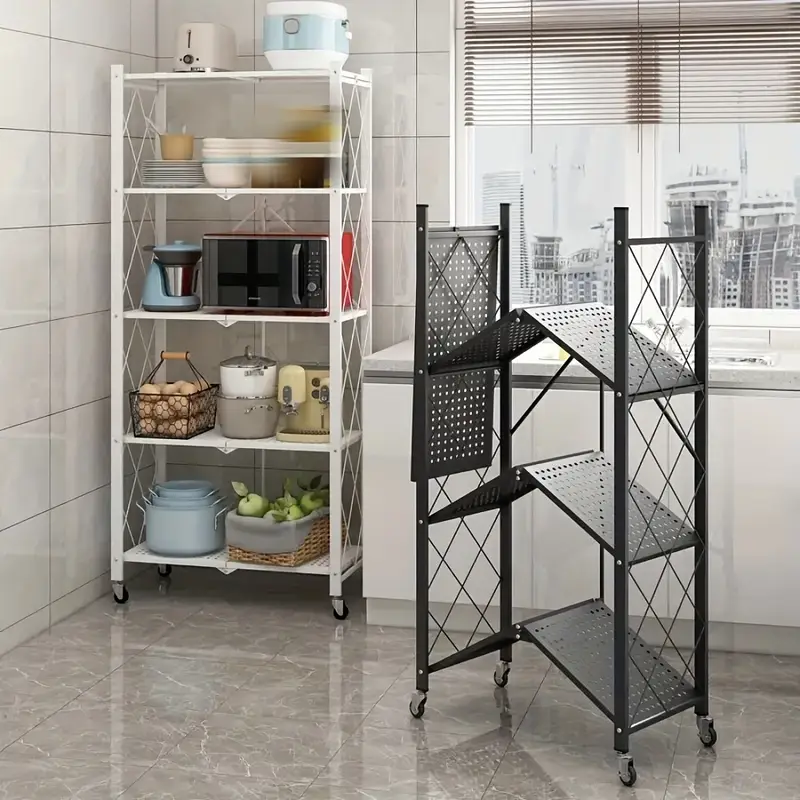 🎉New Year Mega Sale💥3/4/5-Tier Office Storage Rack, With Wheeled Multi-layer Storage Shelves, Mobile Floor-standing Multifunctional Miscellaneous Storage Rack, Foldable File Rack, Storage Supplies, Standing Shelf