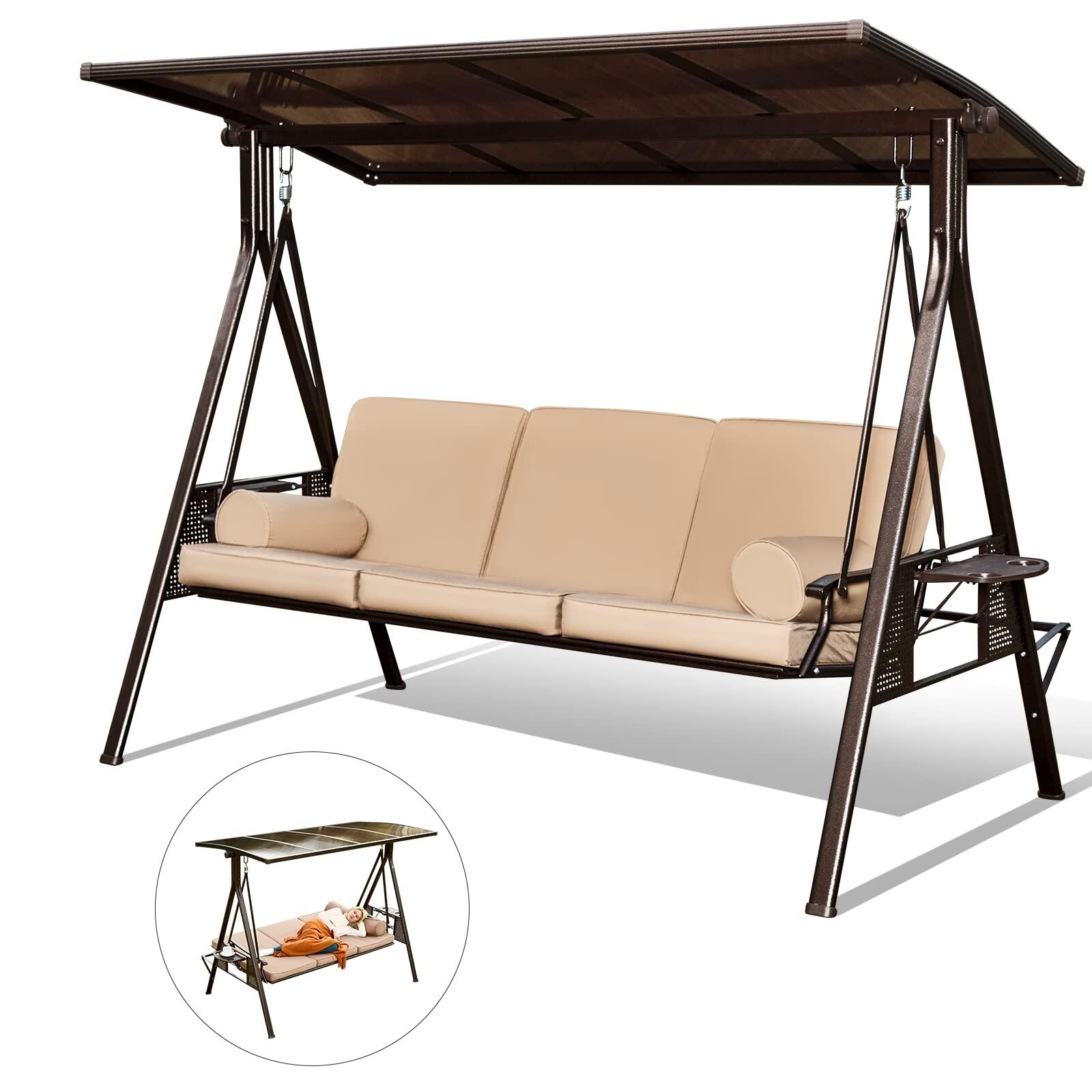 🎄2025 Christmas Sales🎅Oversized Outdoor Porch Swing with Hardtop✨Can be placed on the balcony, in the yard, or outdoors.