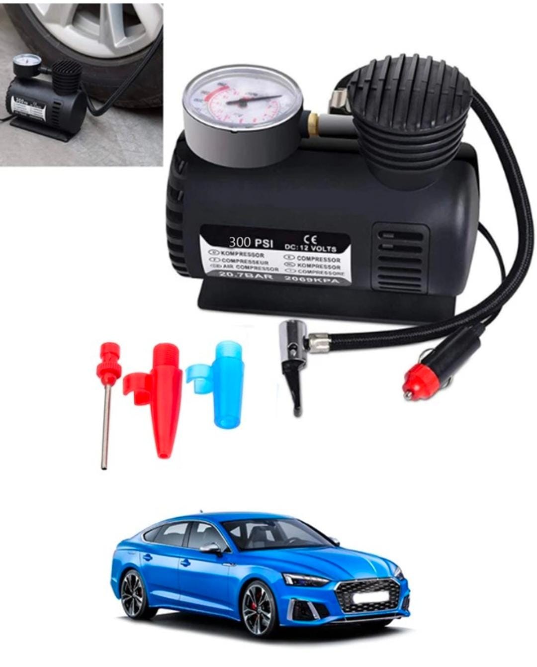 Multipurpose 12V Car Air Compressor C Portable & Powerful Tire Inflator