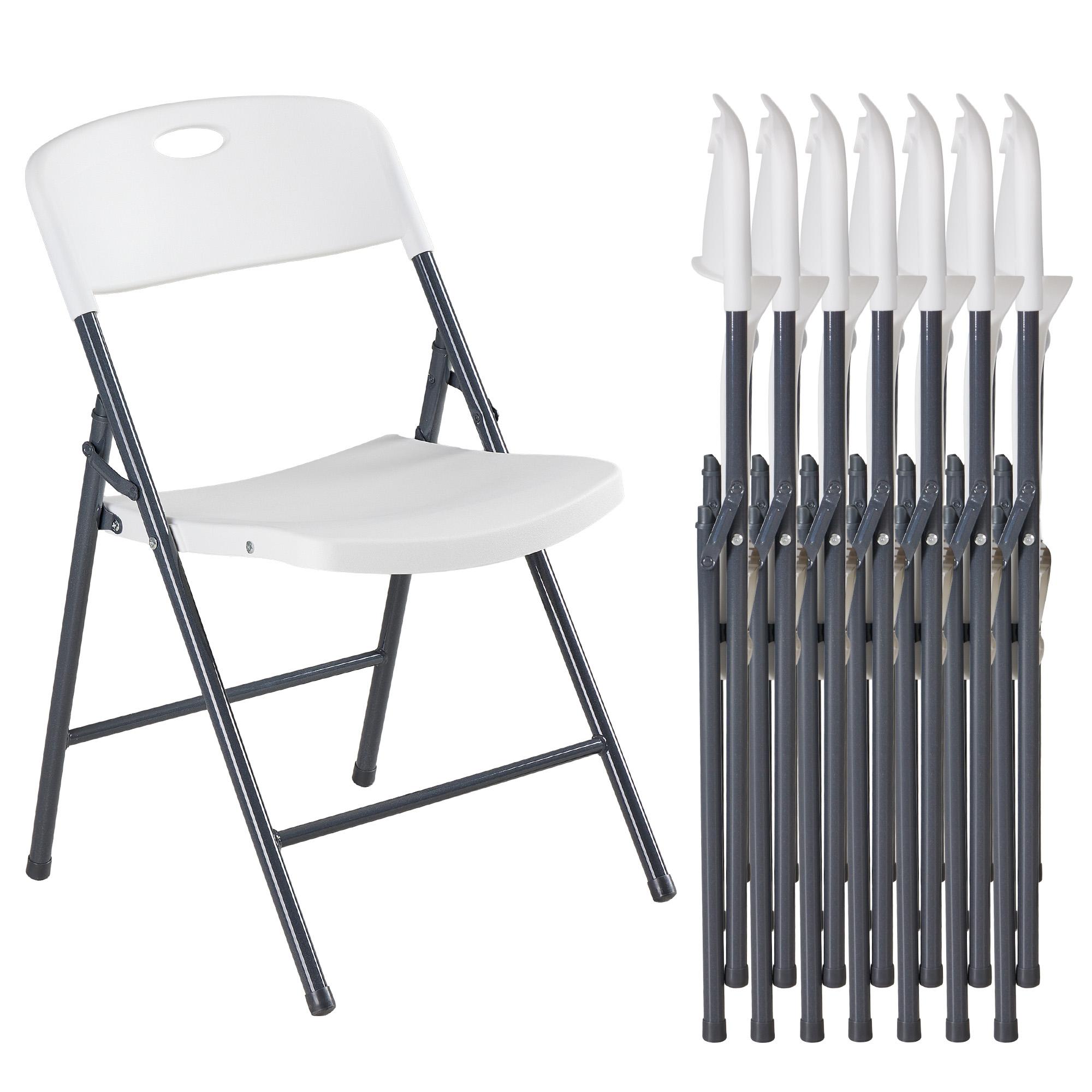 【Value】Folding Chairs with Ergonomic Back, Heavy Duty Plastic Stackable Portable Folding Chairs, Weight Capacity 330 Lbs, For Home, Office, Party, Wedding, Patio, Garden, Indoor Outdoor