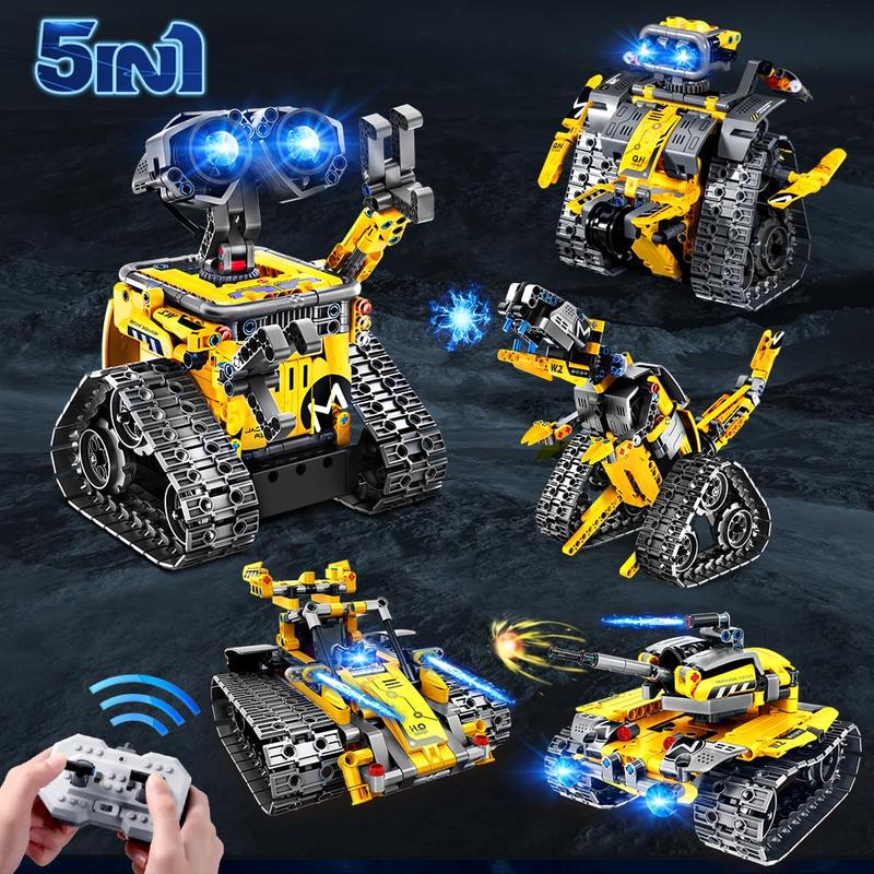 🎉New Year Mega Sale💥HOGOKIDS 5-in-1 Robot Building Set, RC Wall Robot/Engineer Robot/Mech Dinosaur, Remote & APP Controlled STEM Toys for Boys & Girls 6-12 (520 Pcs)