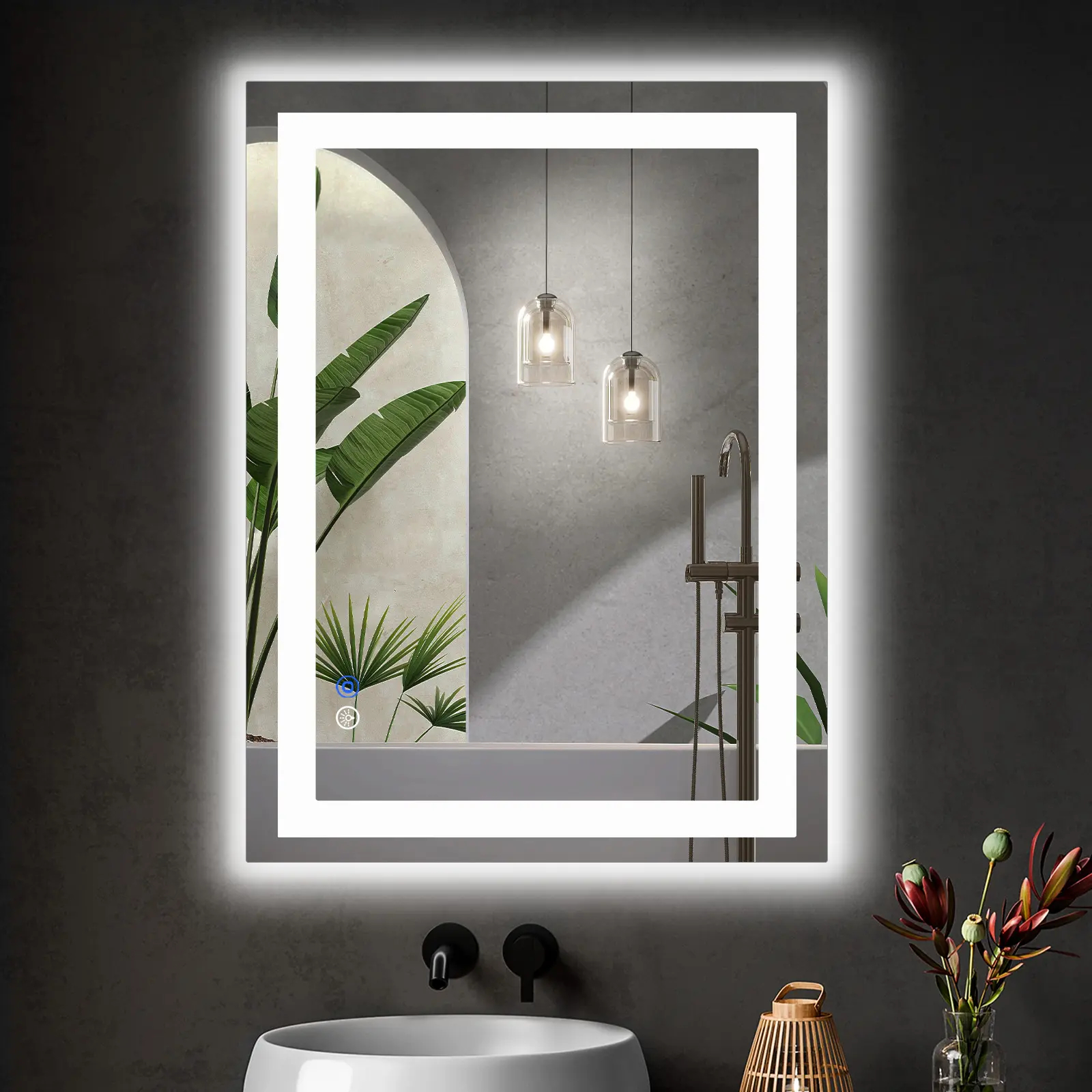 LED Bathroom Vanity Mirror for Wall with Double Front and Back Light, Anti-Fog, Shatter-Proof, Dimmable, Tempered Glass, Memory Function