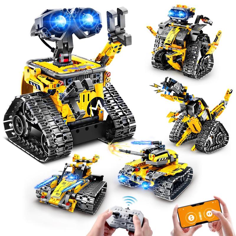 🎉New Year Mega Sale💥HOGOKIDS 5-in-1 Robot Building Set, RC Wall Robot/Engineer Robot/Mech Dinosaur, Remote & APP Controlled STEM Toys for Boys & Girls 6-12 (520 Pcs)