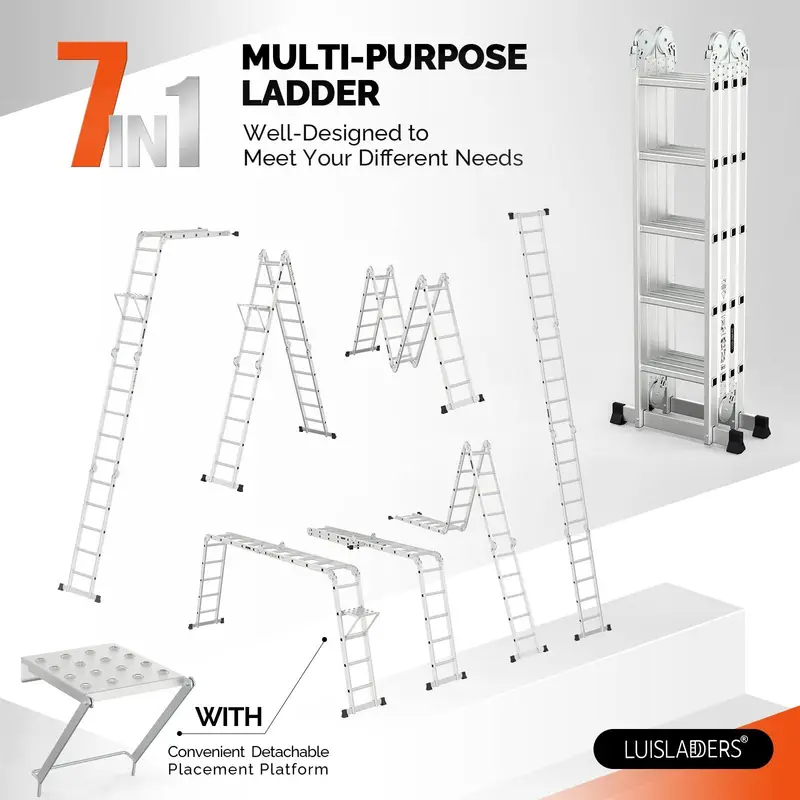 🔥Clearance sale✨Buy 1 Get 1 Free🎁Folding Ladder Multi-Purpose Aluminium Extension 7 in 1 Step Heavy Duty Combination