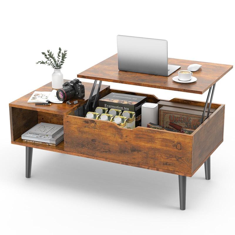 🎉New Year Mega Sale💥Coffee Table, Lift Top Coffee Tables for Living Room, Rising Tabletop Wood Dining Center Tables with Storage Shelf and Hidden Compartment