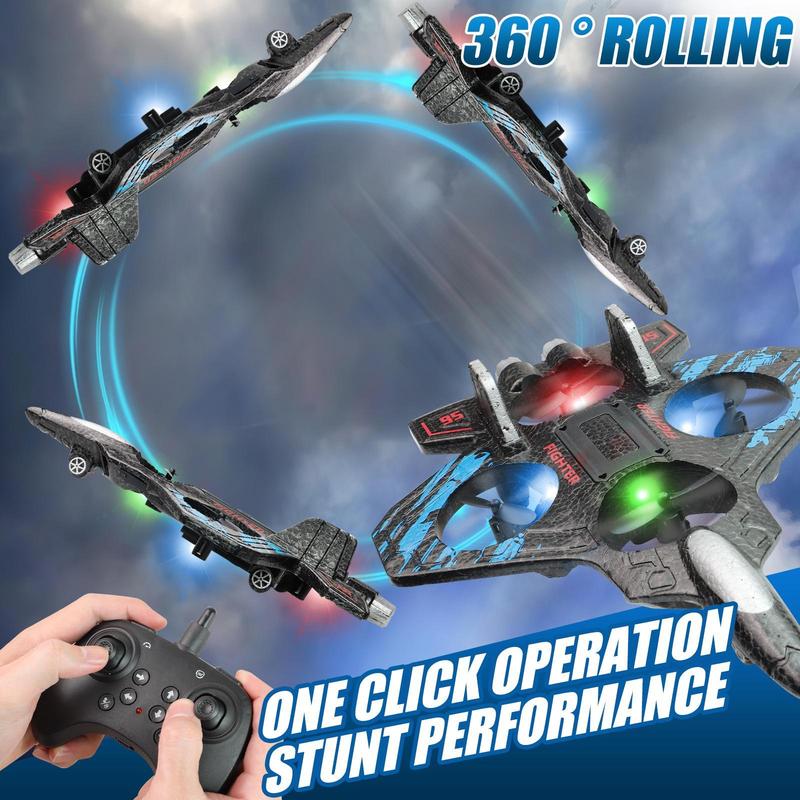 🎉New Year Mega Sale💥RC Stunt Fighter Jet Toy for Kids with 360° Flips & LED Lights | Easy to Fly Kids Drone