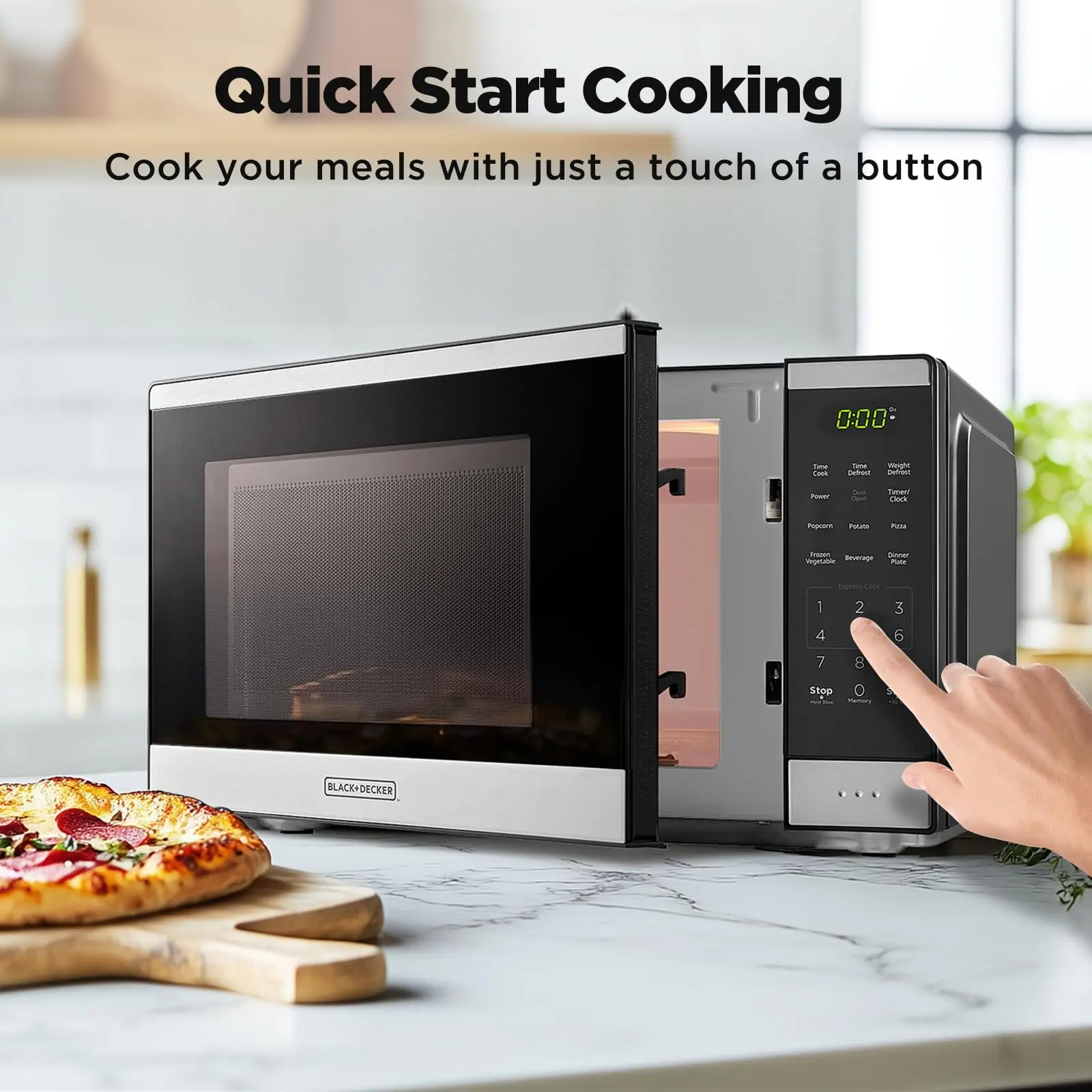0.9 Countertop Microwave Oven, gift, 0.9 Cu Ft, 6 Auto Menus, Child Lock, Memory Function, 10 Power Levels, Easy One-Touch Start, Digital Panel, Jumpstart