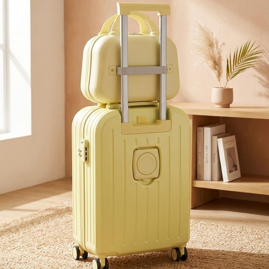 20-inch 2 Piece ABS+PC Hardshell Luggage Set in Classic Design,Can be taken on boardA,Elegant and Durable Suitcases,Lightweight Luggage with one handbag set, Cabin Size
