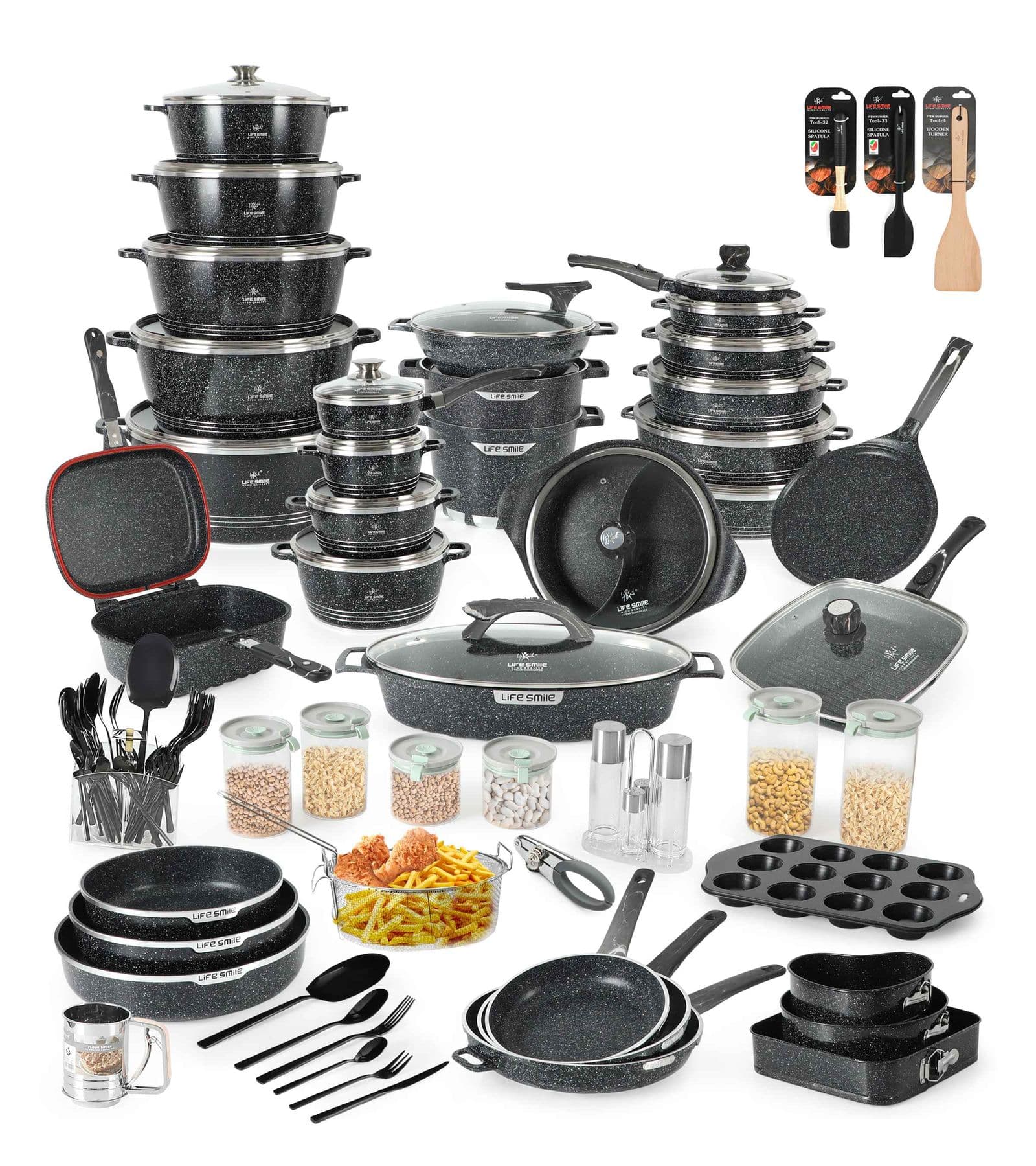 🔥Limited-time offer countdown⏰（Buy 1 Get 1 Free）Cookware Set 134 Pieces Complete Kitchenware Set for Cooking‼️