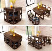Solid Wood Nesting Modern Space-Saving Dining Table & Chair Set
