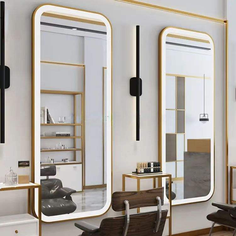 Create a Premium Salon Experience – Gold LED Styling Mirror Station