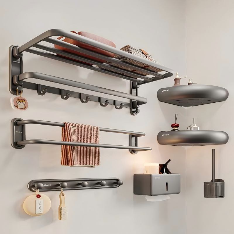 Keep Your Bathroom Organized – Stylish No-Drill Towel Rack & Storage Shelf