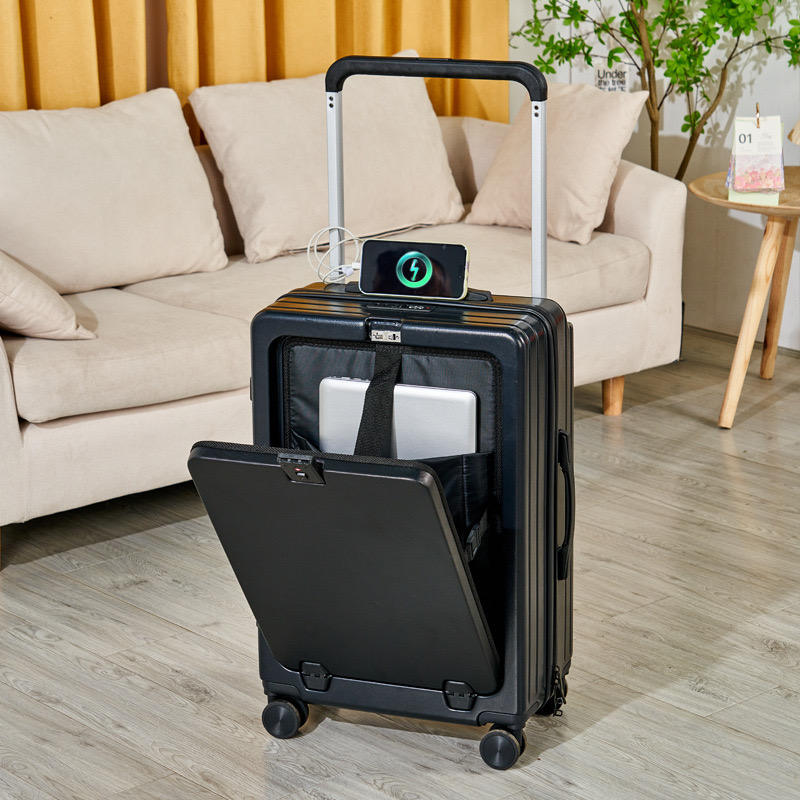 No More Unpacking at the Airport – Front Opening Carry-On Suitcase with TSA Lock & Spacious Storage