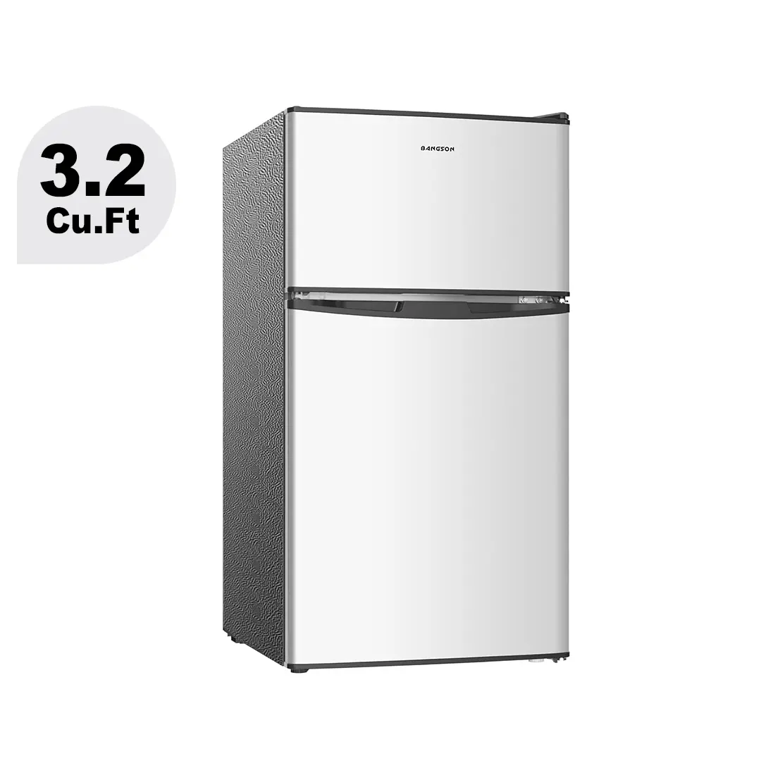 💥Limited Time: 80% OFF Everything!💥BANGSON 3.2 Cu.Ft Mini Fridge, Double Door Small Refrigerator with Freezer