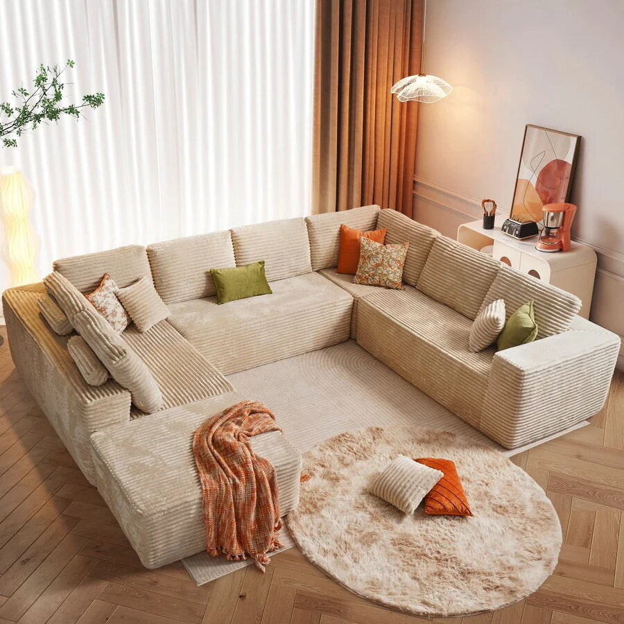☁️ [4-Pack Shipping] Living Room Cloud Sofa ☁️✨ Plush Corduroy. Supreme Comfort
