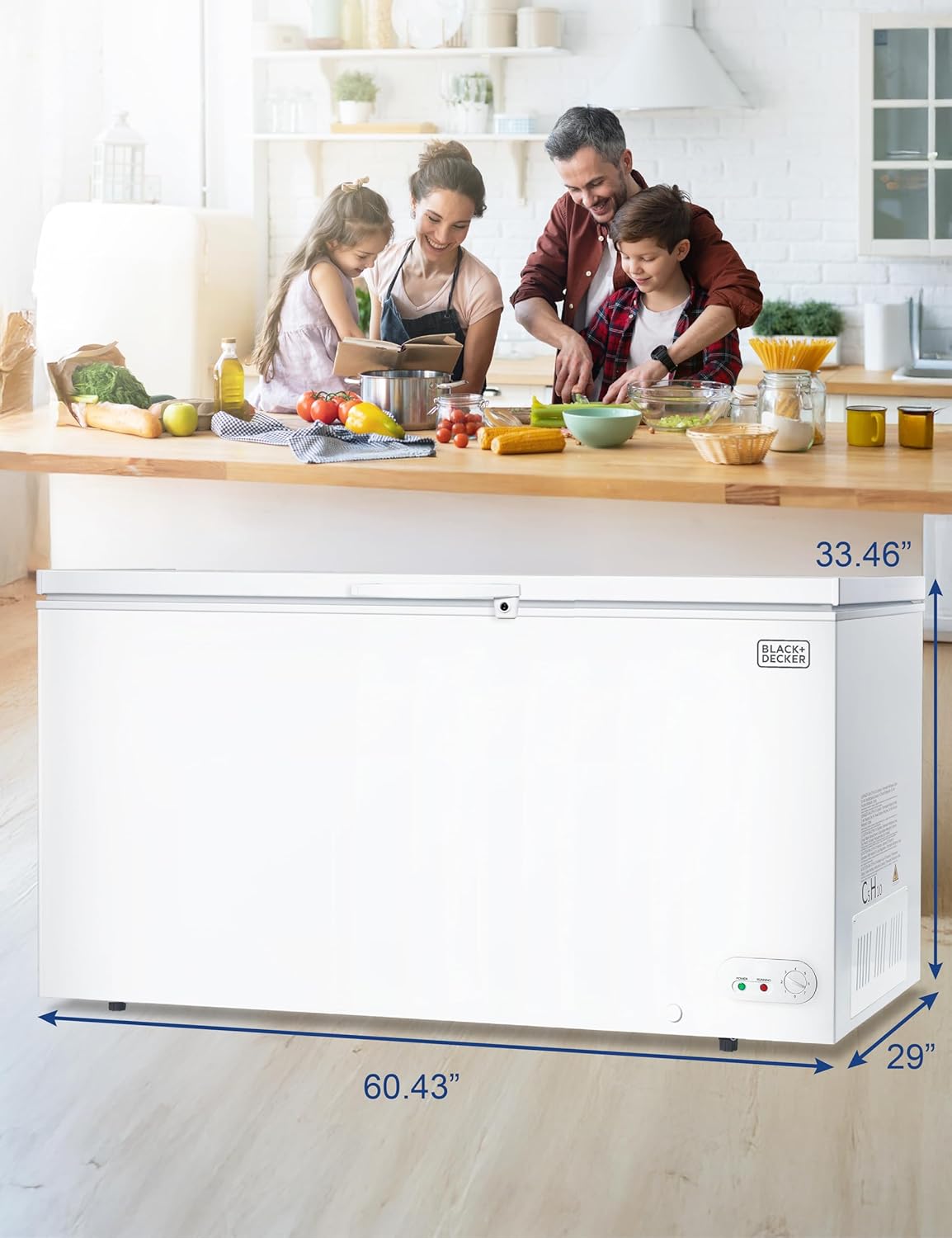BLACK+DECKER 16.2 Cu. Ft. Chest Freezer, Deep Freezer with Top Opening, Freezer Chest with 2 Removable Storage Baskets, Mechanical Temperature Control, Manual Defrost, R600a Refrigerant,BCF1620E,White