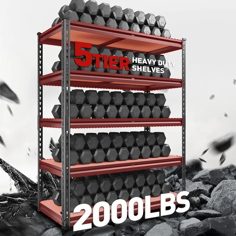 💥Discounted price GH₵ 300💥Raybee Garage Shelves Classic 5-Tier Metal Storage Shelving Unit Height Adjustable Utility Racks for Craft Warehouse Pantry Kitchen Organiser Shelf