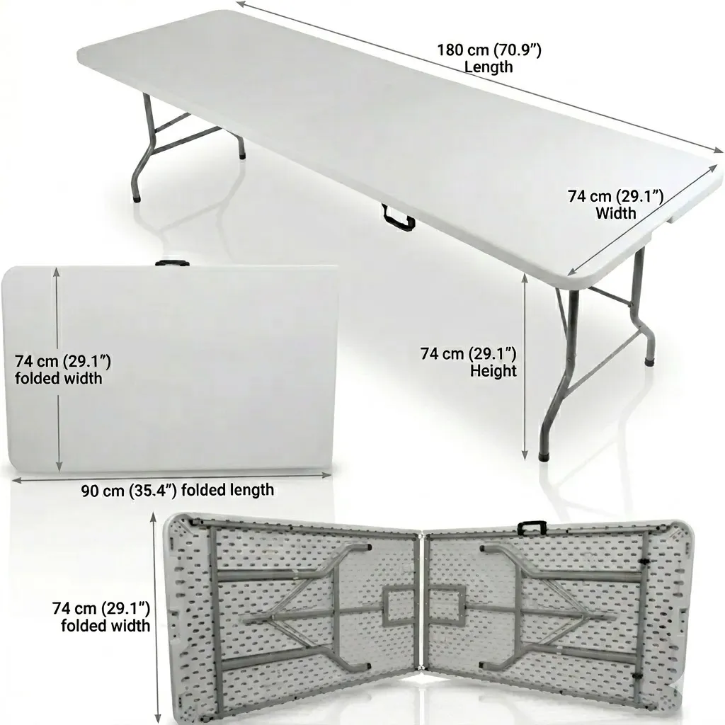 6ft Folding Picnic Table – Portable Heavy-Duty Indoor & Outdoor Foldable Table