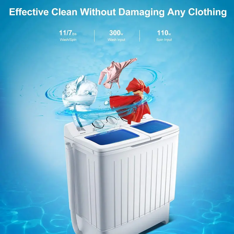 💥Limited Time: 80% OFF Everything!💥COSTWAY Twin Tub Washer, 20Lbs Capacity (12Lbs Washing and 8Lbs Spinning) Washing Machine