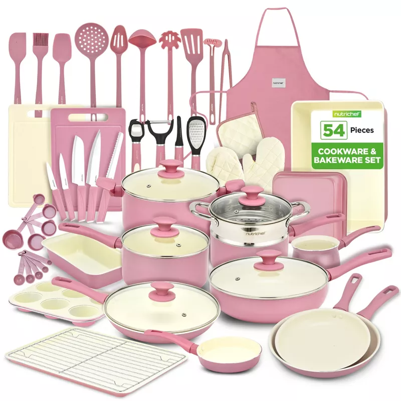 ⏰CLEARANCE SALE!⏰54 Pcs. Home Kitchen  Cookware, Kitchen Tools, And Bakeware Set  - High-Quality Ceramic Kitchenware Pots And Pans