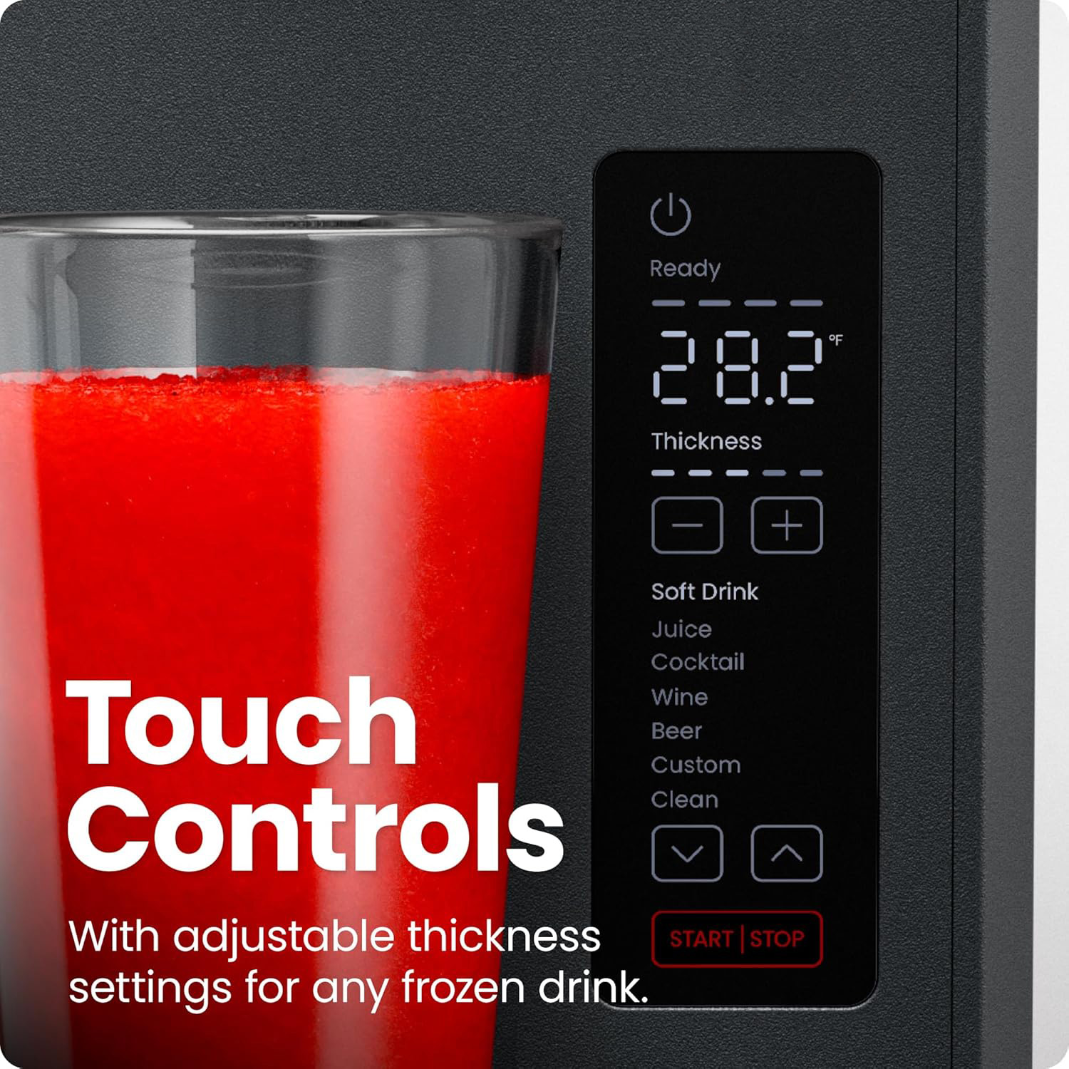 Slushie Machine, Frozen Drink Maker & Slushy Machine with 5 Presets + Custom Option, Easy-Dispensing Lever for Frozen Margaritas, Frappes, and Slushies - Black