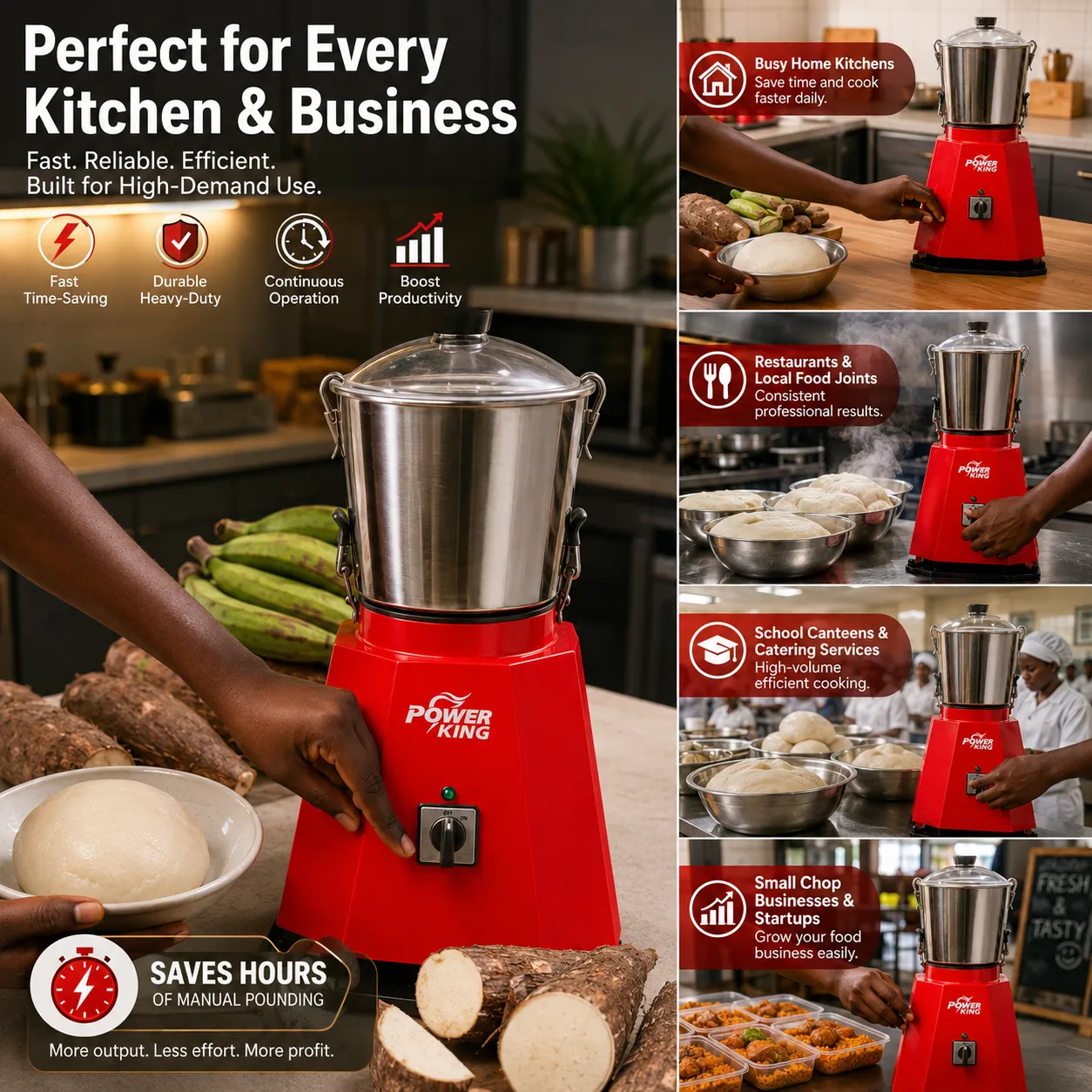 Power King Fufu Machine – Heavy-Duty Electric Fufu Mixer | Available in Standard & Large Sizes | Fast & Efficient Food Processor for Fufu & More