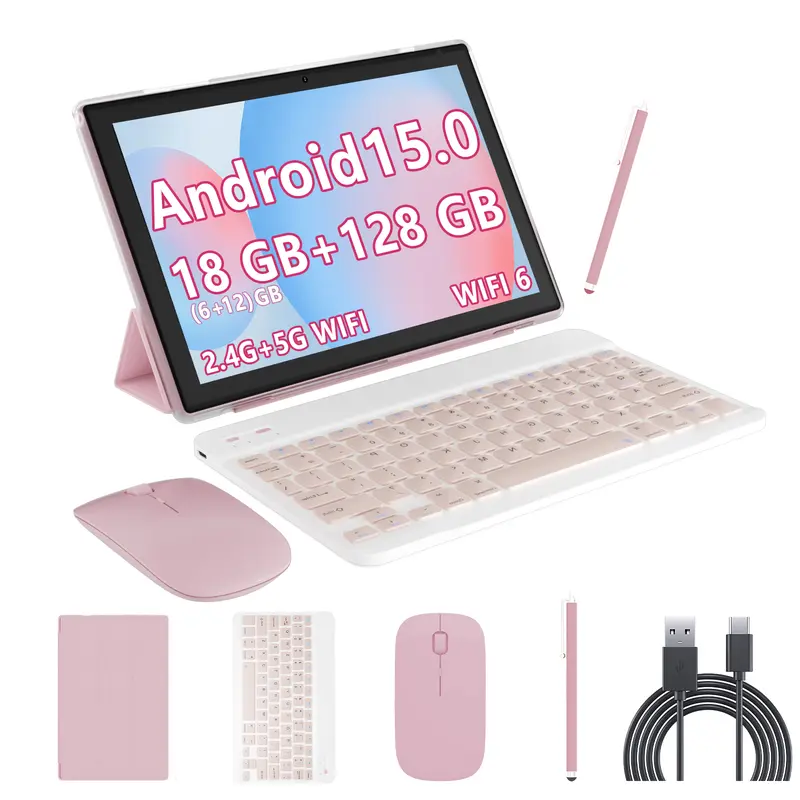 💥Discounted price GH₵ 398💥PEICHENG Android 15.0 10.1 Inch Tablet 18GB RAM(6GB base,12GB expand) 128GB ROM 1TB Expandable Quad-core 2.0GHz 1280x800 IPS Screen 5G WiFi6 BT 5.0 with Keyboard Mouse Stylus Case,tablets on sale,tablet bundle