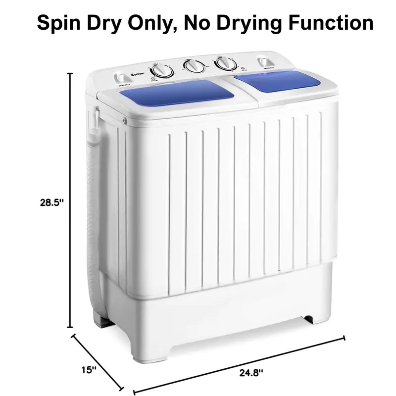 💥Limited Time: 80% OFF Everything!💥COSTWAY Twin Tub Washer, 20Lbs Capacity (12Lbs Washing and 8Lbs Spinning) Washing Machine