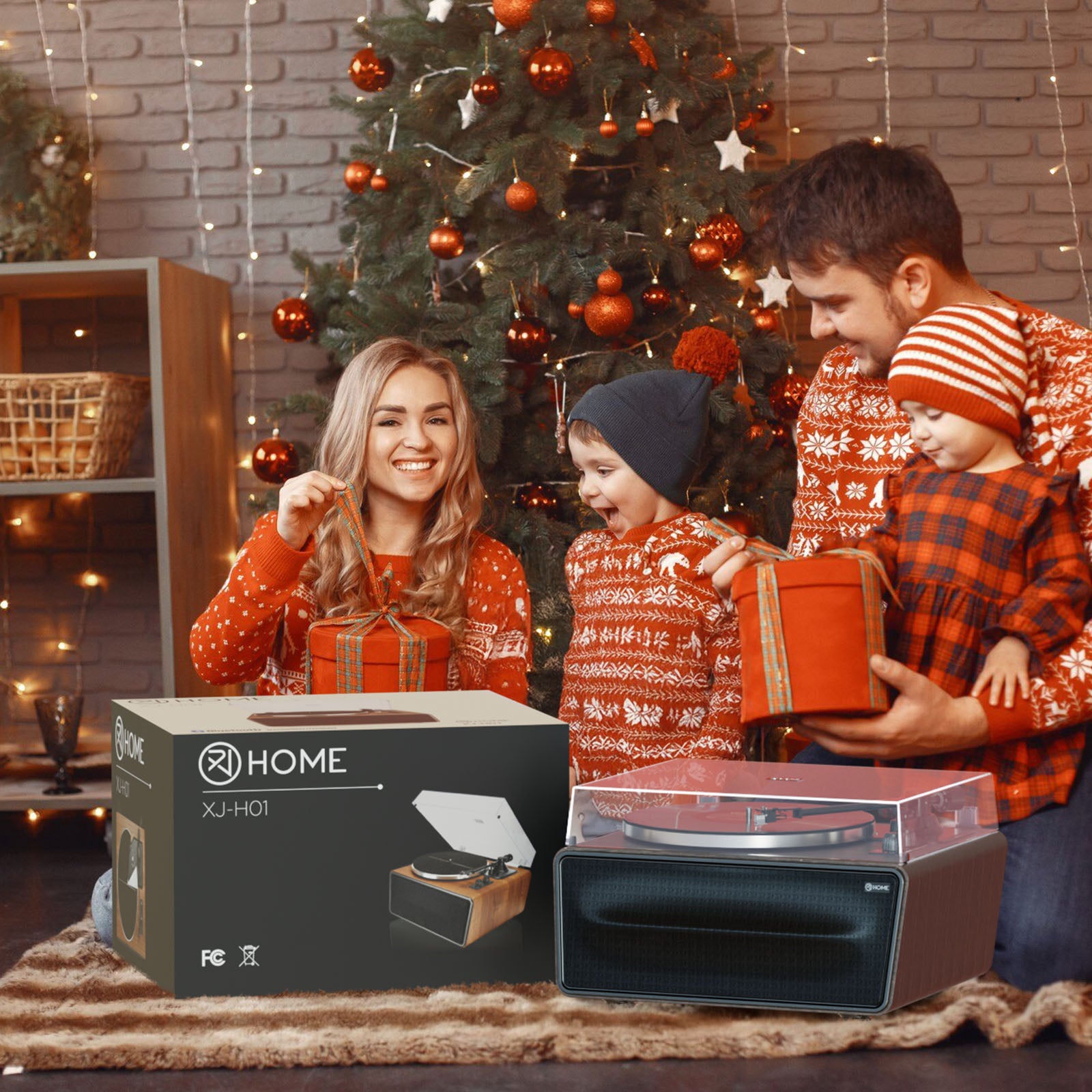 XJ-HOME All in One Vinyl Record Player,Bluetooth Turntable Built in 4 Stereo Speakers Phono Preamp,High Fidelity Turntables for Vinyl Records with Magnetic Cartridge AT-3600L MM,Belt Drive 2-Speed,33/45 RPM