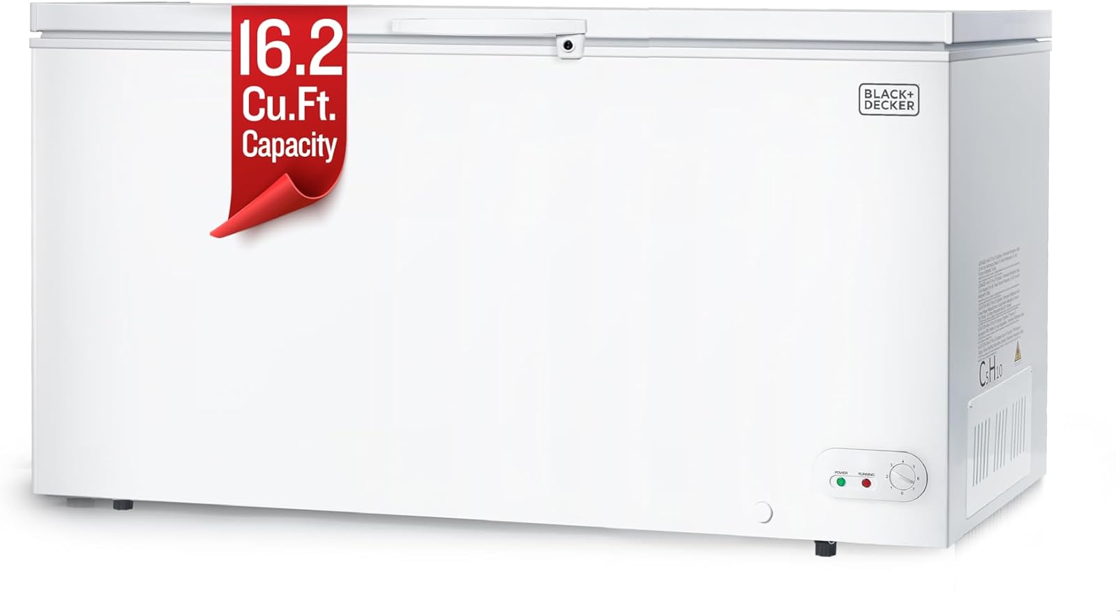 BLACK+DECKER 16.2 Cu. Ft. Chest Freezer, Deep Freezer with Top Opening, Freezer Chest with 2 Removable Storage Baskets, Mechanical Temperature Control, Manual Defrost, R600a Refrigerant,BCF1620E,White