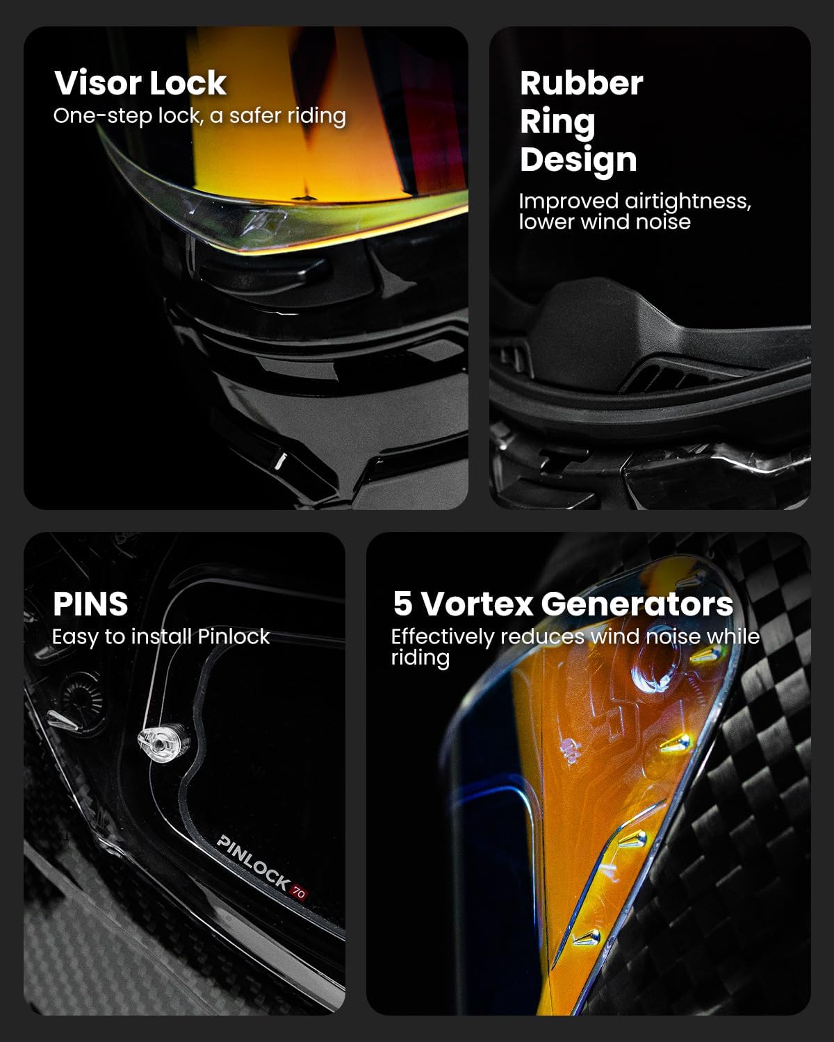 ⏰CLEARANCE SALE!⏰ILM Carbon Fiber Motorcycle Helmet Adult Full Face Racing Helmet