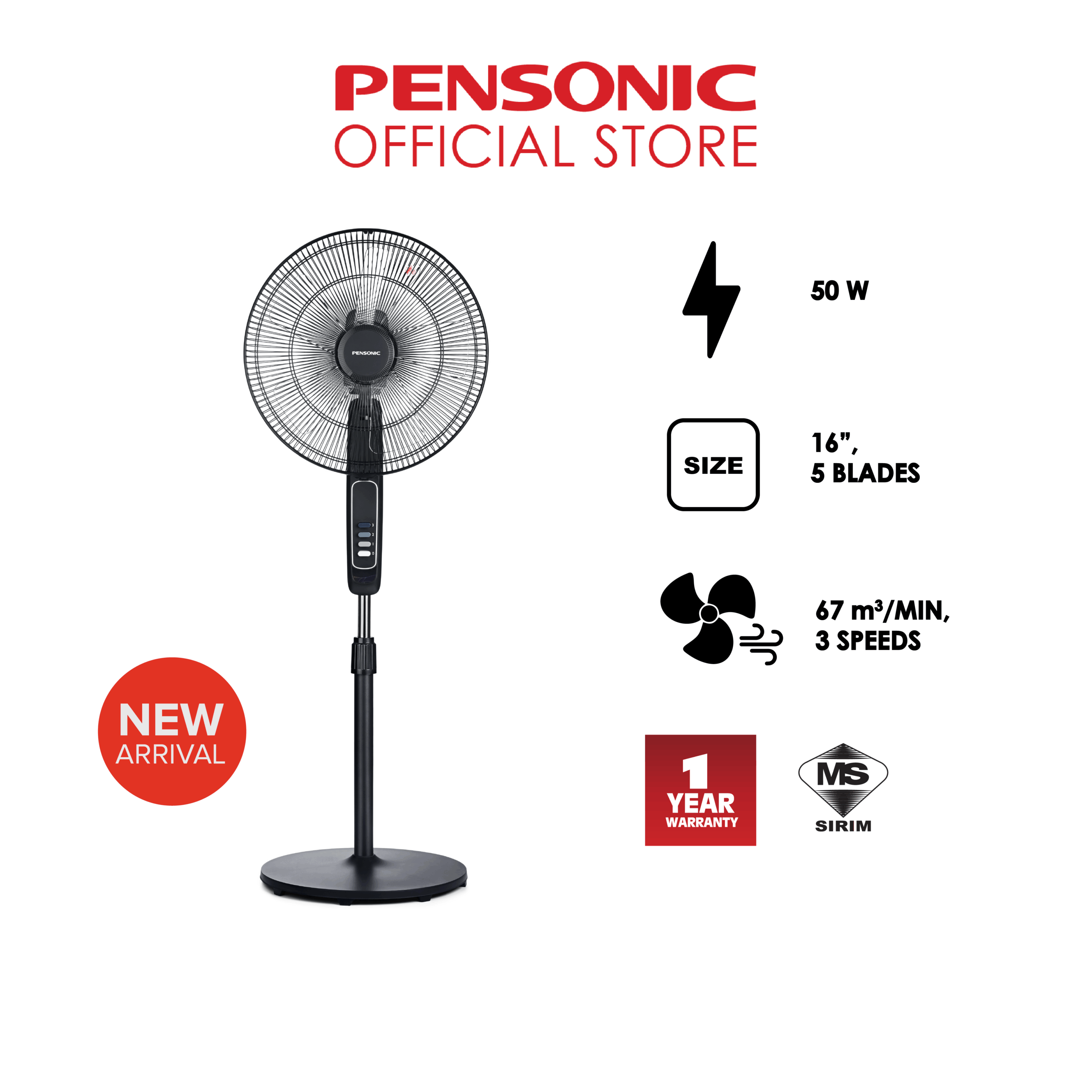 Pensonic Stand Fan 16” | PSF-4513