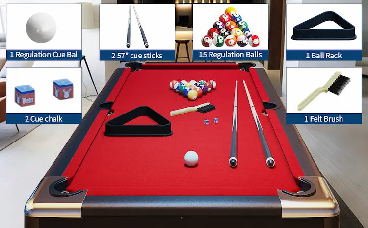 GoSports Portable Billiards Table – 6ft / 7ft / 8ft. No Assembly.Complete Set Included