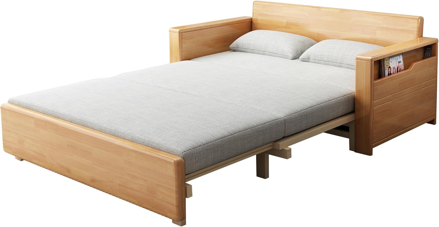 70.8Queen grey cushion Convertible Sofa Sleeper with Storage,Sectional Sleeper Sofa with Reversible Chaise,Solid wood Sofa Bed 3 in 1 Pull Out Couch Bed for Living Room,Apartment,Bedroom and Office