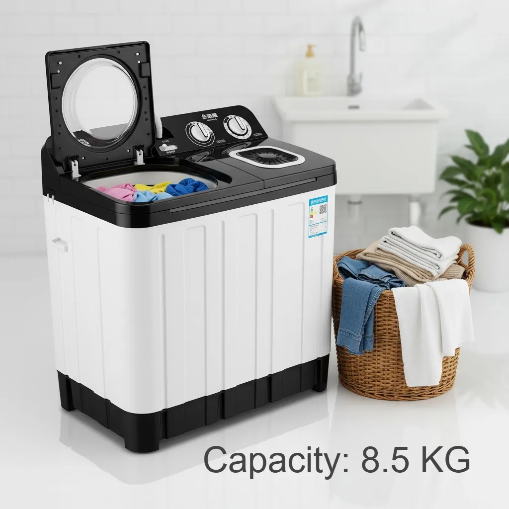💥Drop price: GH₵ 380 only!💥Semi Automatic Twin Tub Washing Machine 8.5 KG – Powerful Wash & Spin, Durable Body