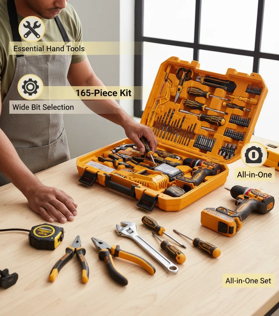 INGCO 166-Piece Ultimate Tool Kit with 20V Cordless Drill – Portable, Professional, and Heavy-Duty