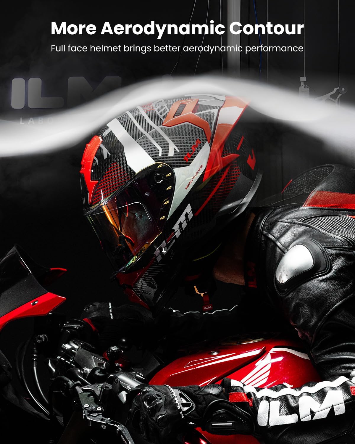 ⏰CLEARANCE SALE!⏰ILM Carbon Fiber Motorcycle Helmet Adult Full Face Racing Helmet