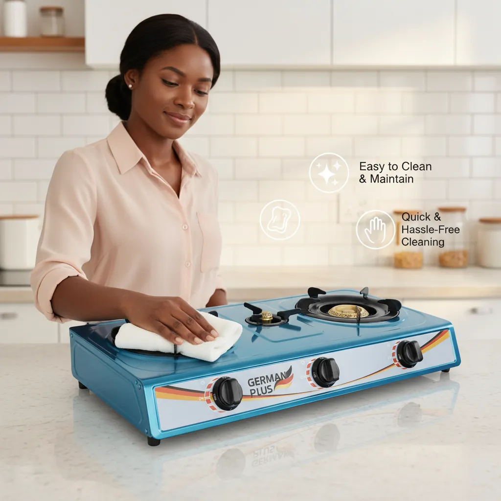 💥Drop price: GH₵ 300 only!💥German Plus 3-Burner Gas Stove – Strong Flame, Modern Design & Energy Saving ♻️