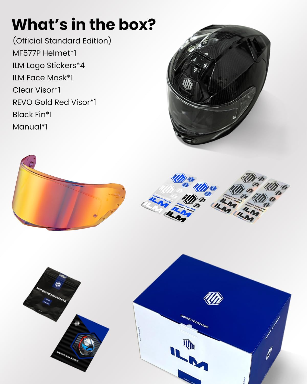 ⏰CLEARANCE SALE!⏰ILM Carbon Fiber Motorcycle Helmet Adult Full Face Racing Helmet