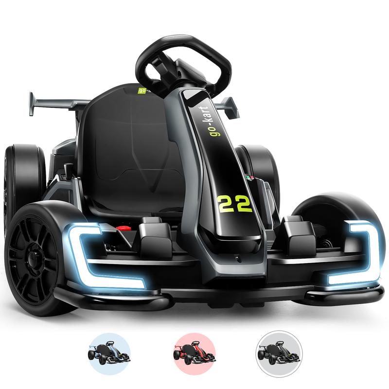 ⏰CLEARANCE SALE!⏰Hikole Adjustable Electric Drift Go Kart 24V 300W Motor 8.5 MPH Speed Adjustable Seat for Kids 6-12 Years Ride On Toys with Bluetooth Speakers & 3 Speed Modes
