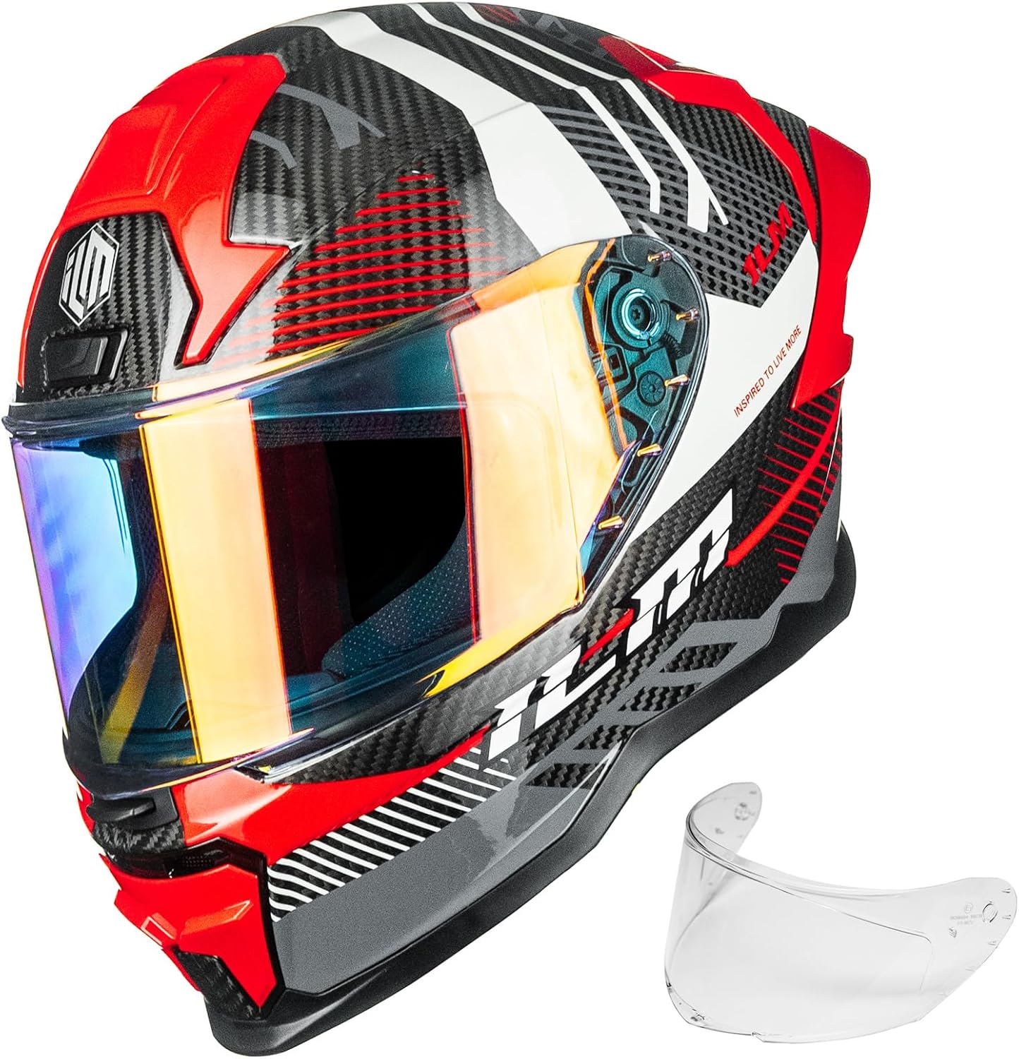 ⏰CLEARANCE SALE!⏰ILM Carbon Fiber Motorcycle Helmet Adult Full Face Racing Helmet