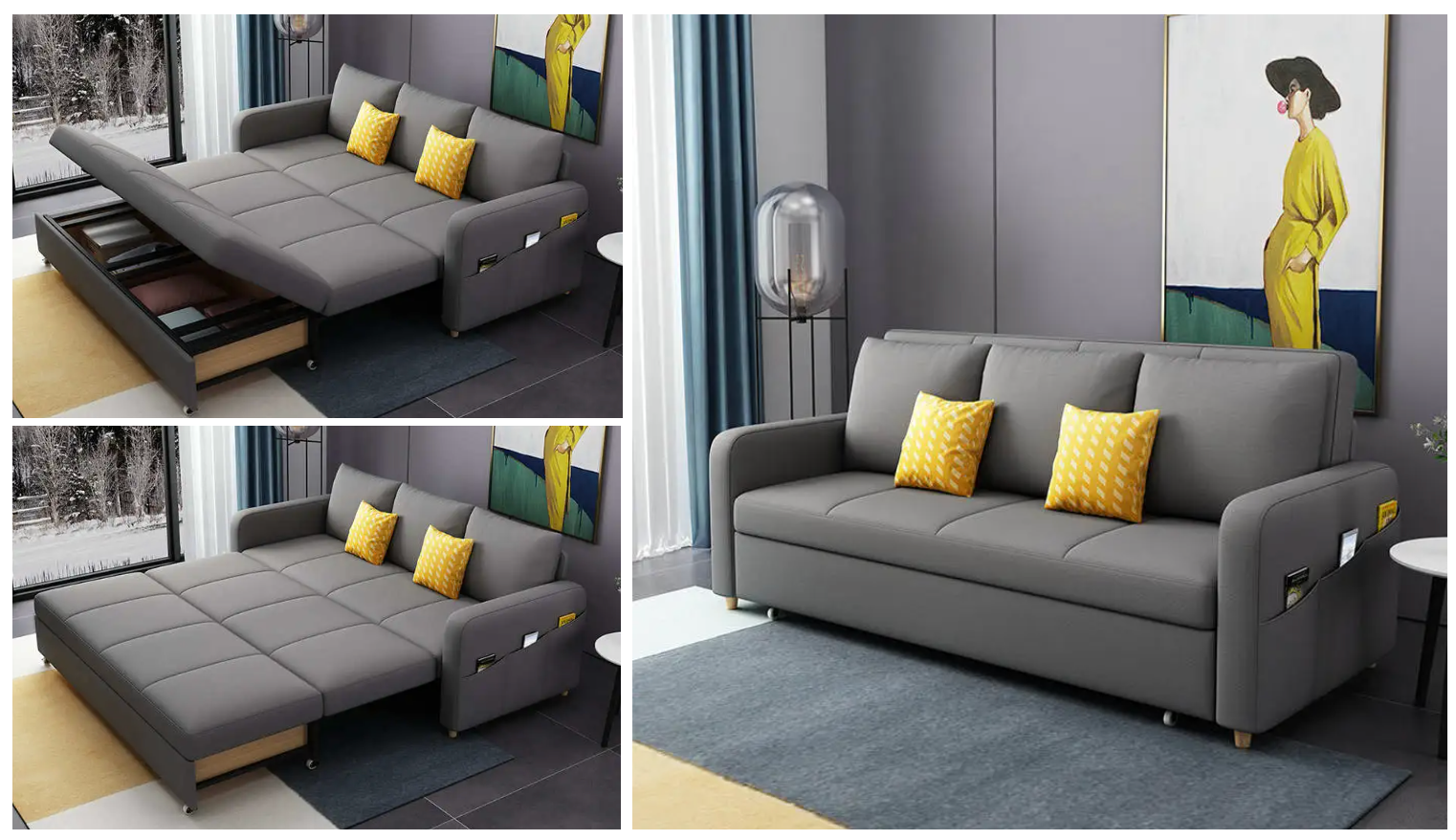 [⏰CLEARANCE SALE!⏰]Space-saving Multi-purpose living Room Furniture Modern fabric folding sofa bed