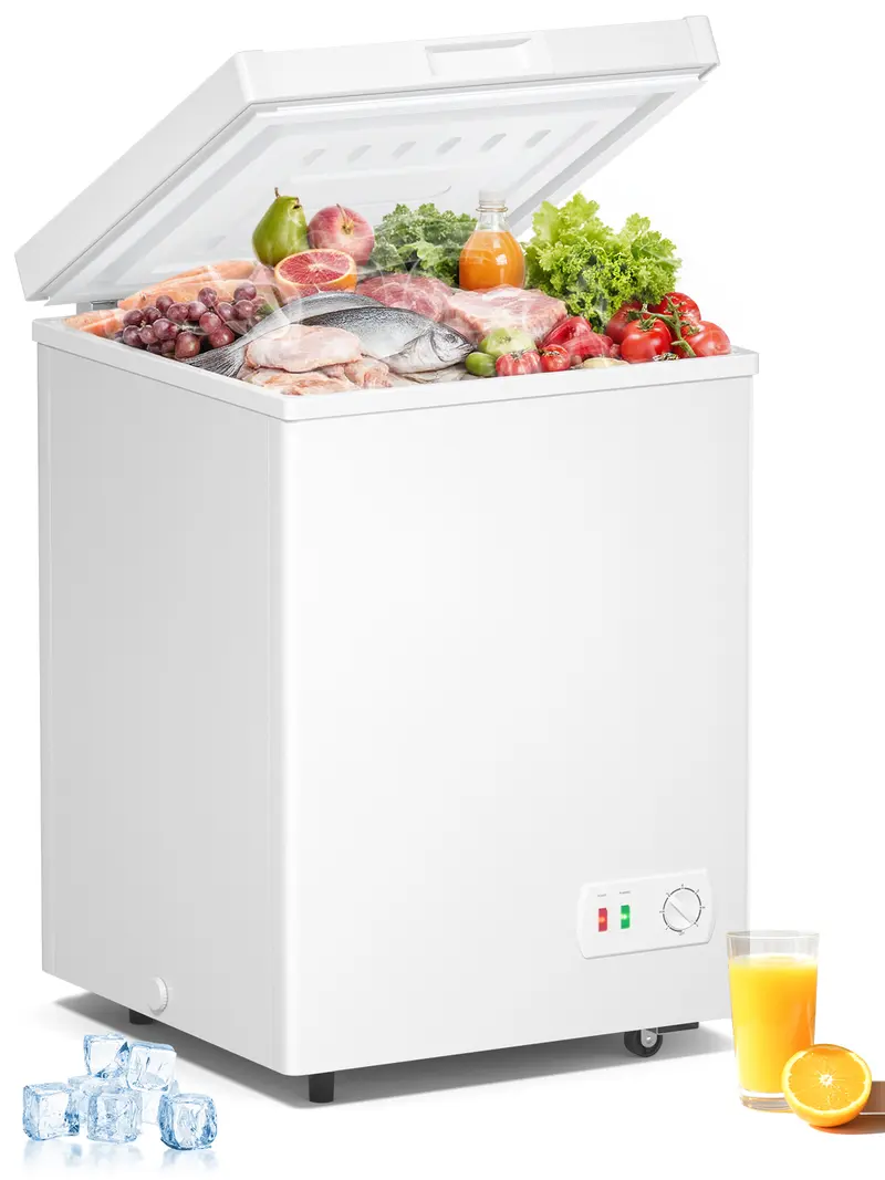 💥Limited Time: 80% OFF Everything!💥4.2 Cuft Chest Freezer, Small Deep Freezers Top Door with Removable Basket, 7 Temperature Control Energy Saving, Compact Freezer for Home Kitchen Office Dorm Apartment Indoor Use