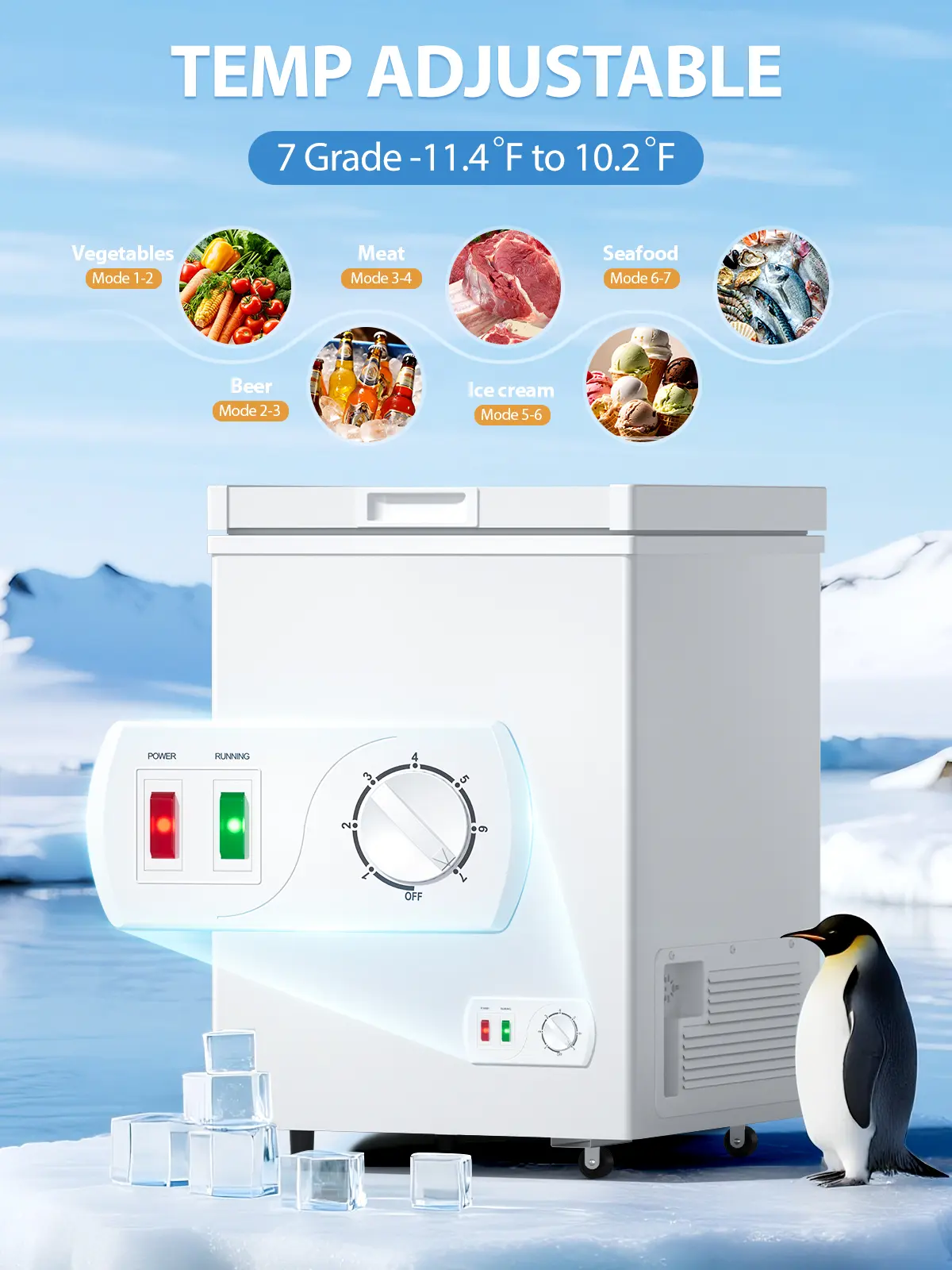 💥Limited Time: 80% OFF Everything!💥4.2 Cuft Chest Freezer, Small Deep Freezers Top Door with Removable Basket, 7 Temperature Control Energy Saving, Compact Freezer for Home Kitchen Office Dorm Apartment Indoor Use