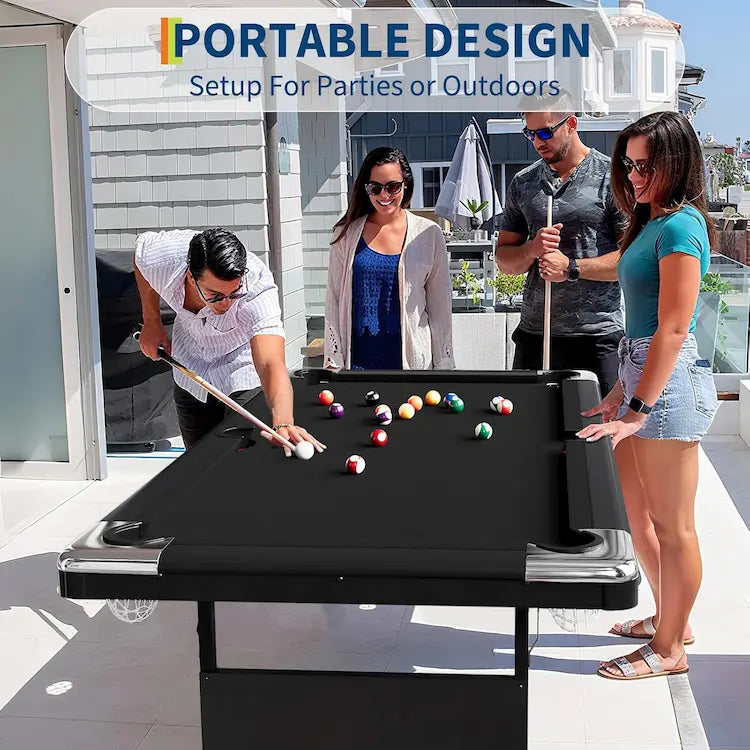 GoSports Portable Billiards Table – 6ft / 7ft / 8ft. No Assembly.Complete Set Included