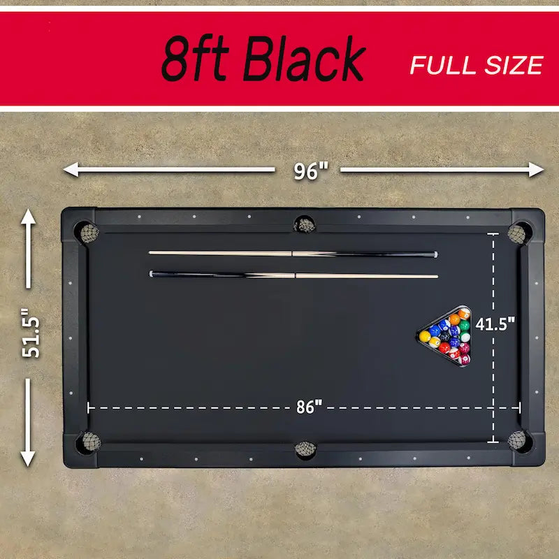 GoSports Portable Billiards Table – 6ft / 7ft / 8ft. No Assembly.Complete Set Included