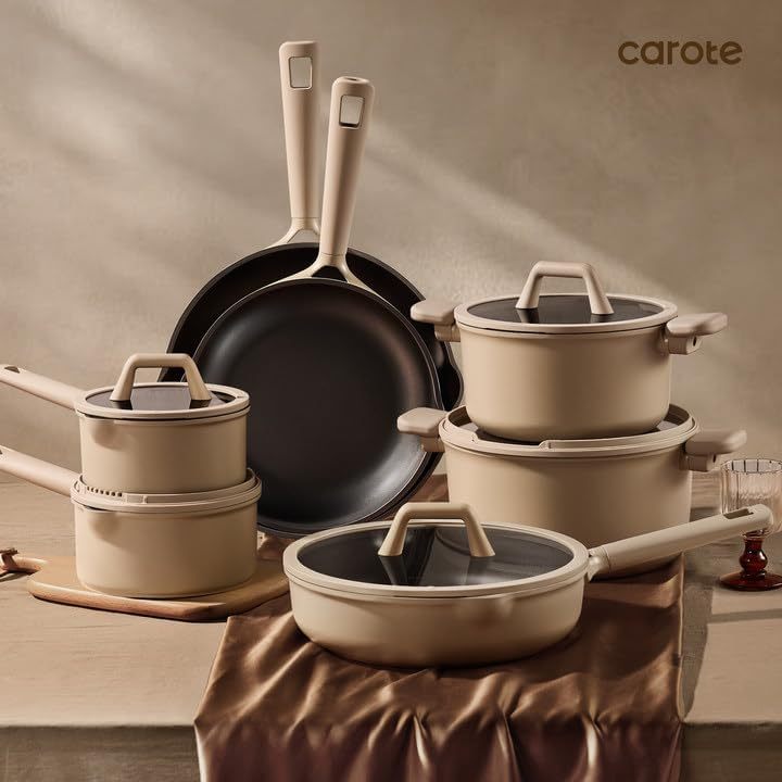 19pcs Nonstick Cookware Set, Pots and Pans Set Non Stick, kitchen Cooking Set, Premium Induction Cookware, Frying pan, Large Capacity Granite