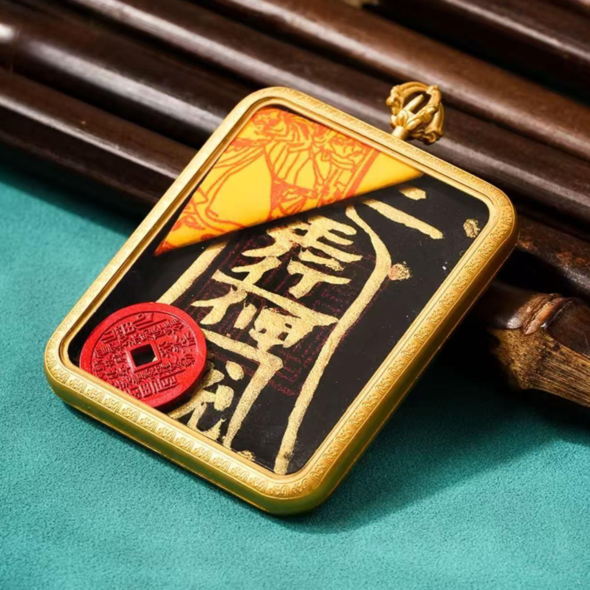 Handcrafted Taoist Six Blessings Talisman Pendant