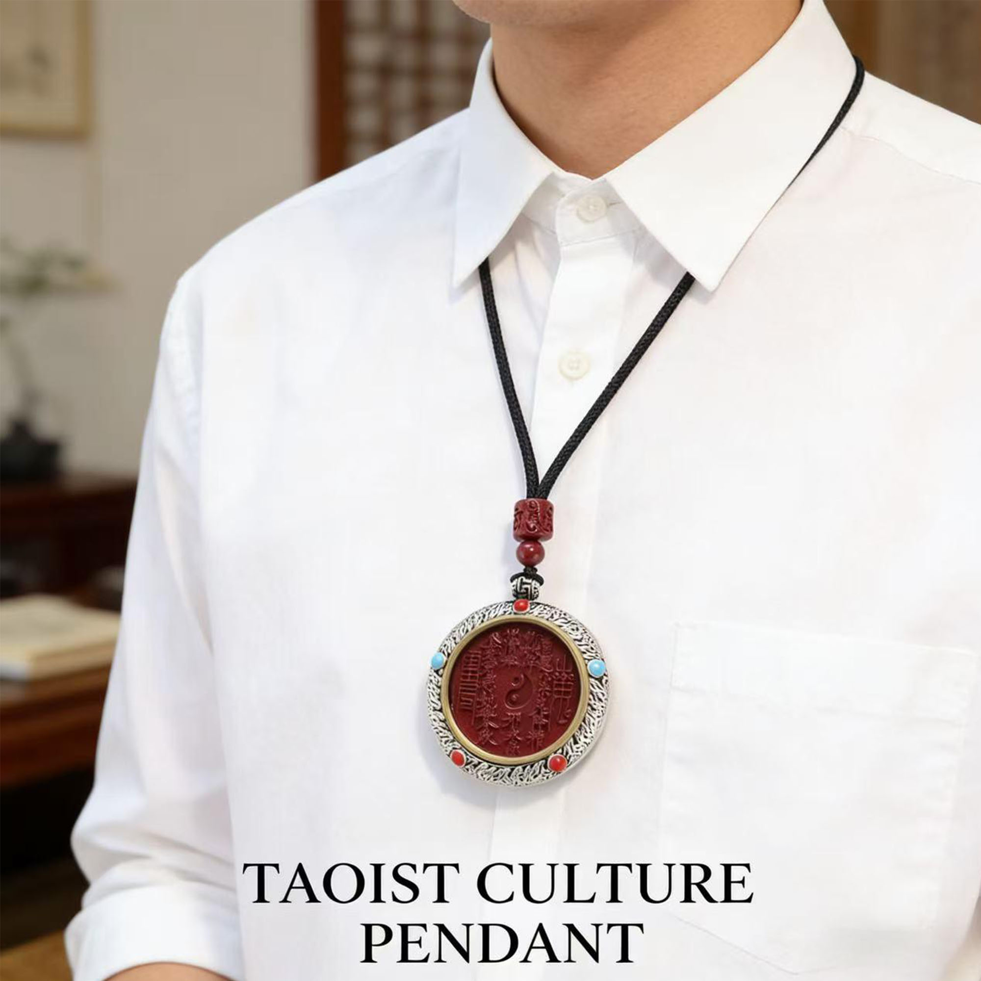 Cinnabar Mountain Flower Pendant | Handcrafted & Personalized Taoist Blessing