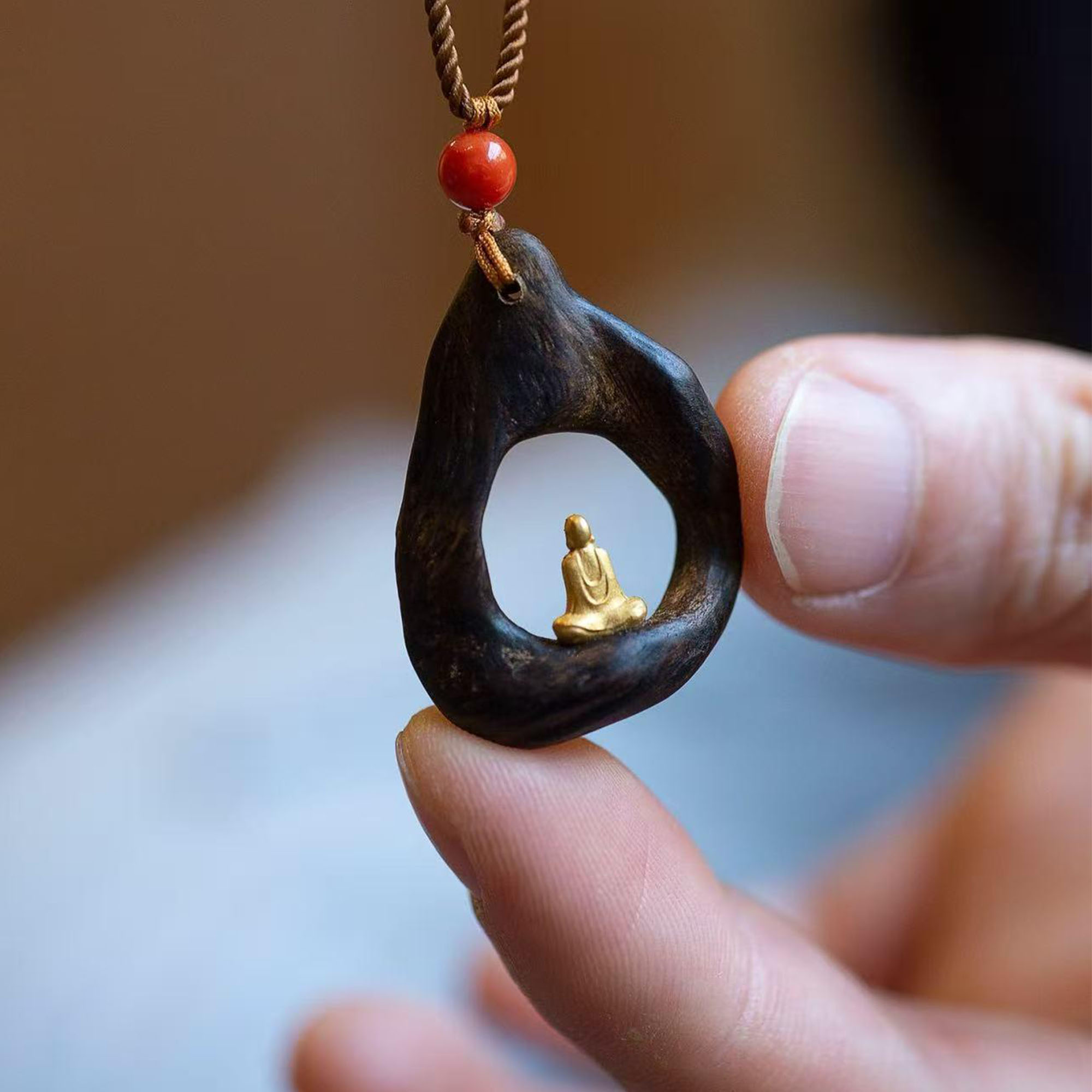 Agarwood Pendant | Hand-Carved Taoist Blessing, Personalized & Energetic